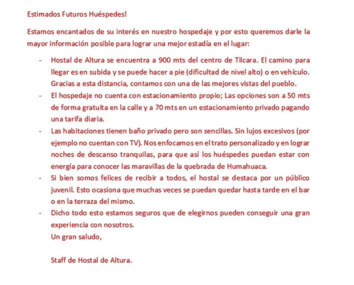 Hostal De Altura 틸카라 외부 사진